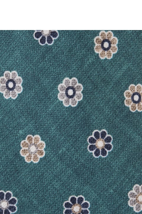 Kiton for Men Kiton Green Tie With Flower Pattern