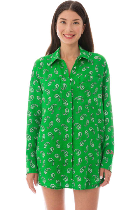 Fashion for Women MC2 Saint Barth Green Paisley Linen Shirt