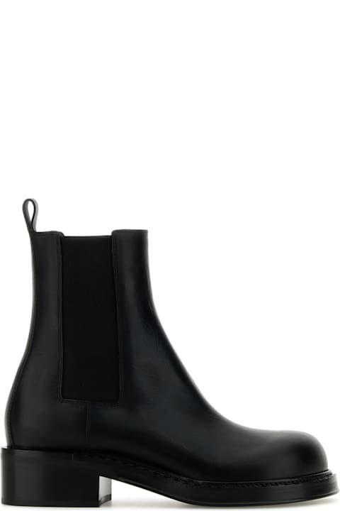 Bottega Veneta Boots for Women Bottega Veneta Black Leather Cliff Ankle Boots