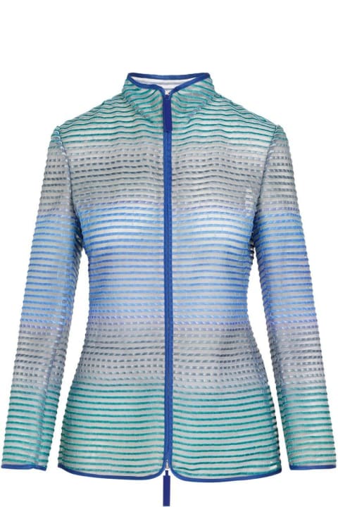 Coats & Jackets for Women Giorgio Armani Semi-sheer Striped Zip-up Jacket