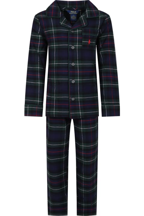 Ralph Lauren Jumpsuits for Boys Ralph Lauren Blue Pajamas For Boy With Iconic Pony