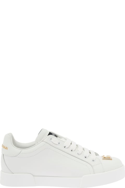 Dolce & Gabbana Woman's Portofino White Leather Sneakers