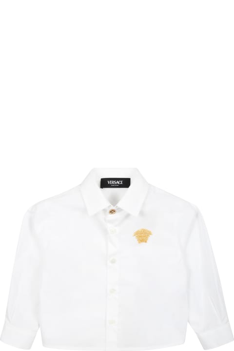 Versace Shirts for Baby Boys Versace White Shirt For Baby Boy With Iconic Medusa