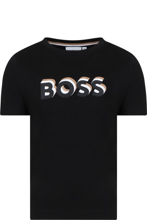 Hugo Boss for Kids Hugo Boss Black T-shirt For Boy With Logo
