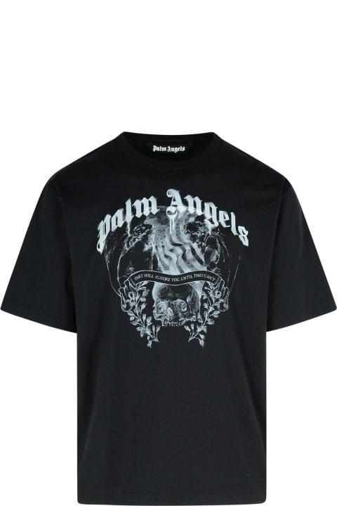 Palm Angels Topwear for Men Palm Angels 'statement' Black Cotton T-shirt