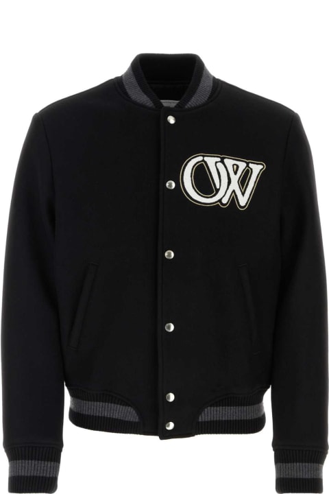 Off-White Coats & Jackets for Men Off-White Black Wool Blend Padded Bomber Jacket