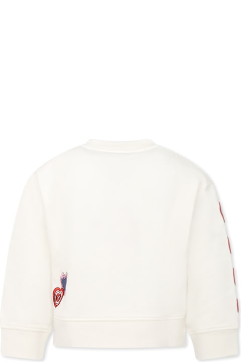 أدوات منزلية Stella McCartney Kids White Sweatshirt For Girl With Hearts