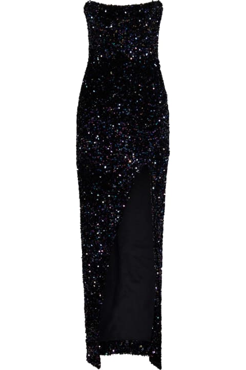 Balmain for Women Balmain Bustier Glitter Slit Long Dress