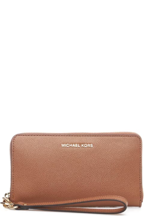 ウィメンズ新着アイテム Michael Kors Logo Plaque Zipped Large Smartphone Wallet Michael Kors