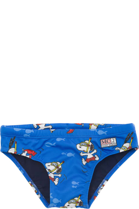 MC2 Saint Barth Swimwear for Baby Boys MC2 Saint Barth 'billy' Blue Speedo With Scuba Snoopy Print In Techno Fabric Baby