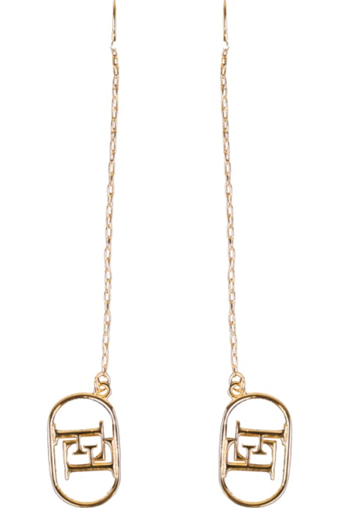 Jewelry Sale for Women Elisabetta Franchi Dangle Earrings With Oval Logo