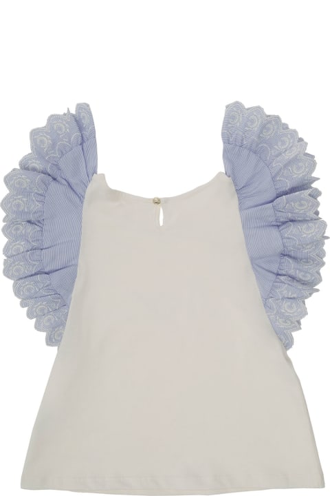 Chloé Girl Cotton White Top With Frills