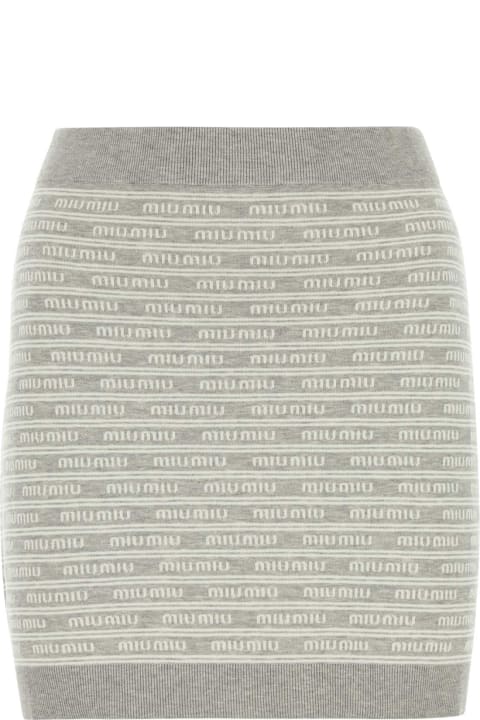 Clothing Sale for Women Miu Miu Embroidered Cotton Blend Mini Skirt