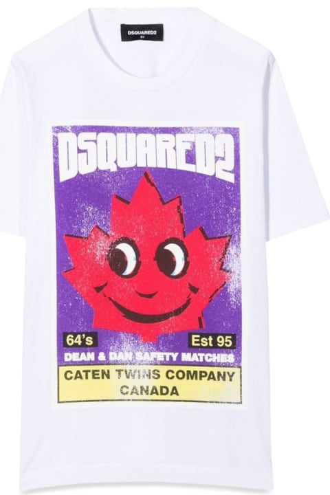 Dsquared2 T-Shirts & Polo Shirts for Girls Dsquared2 Front Logo And Leaf Print T-shirt