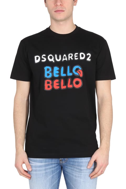 Dsquared2 for Men Dsquared2 'bello Bello' Black Printed T-shirt In Jersey Man