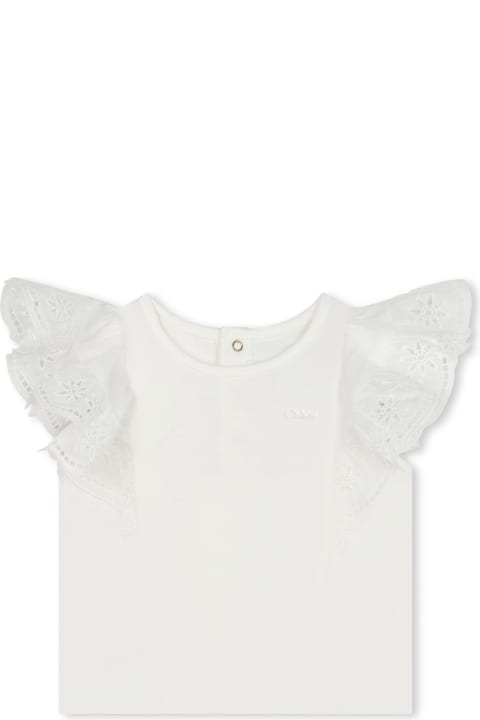 ベビーボーイズ ChloéのTシャツ＆ポロシャツ Chloé White T-shirt For Baby Girl