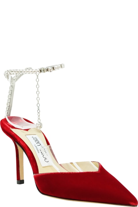 High-Heeled Shoes for Women Jimmy Choo Jimmy Choo Red Velvet Saeda Slingback