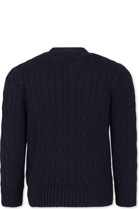 Homeware Ralph Lauren Blue Cardigan For Boy With Horse