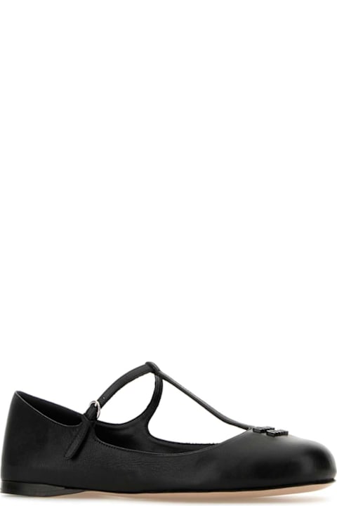 Miu Miu Flat Shoes for Women Miu Miu Black Leather Ballerinas