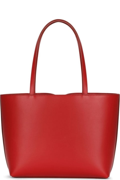 'dg Logo' Red Small Shopper In Leather Woman