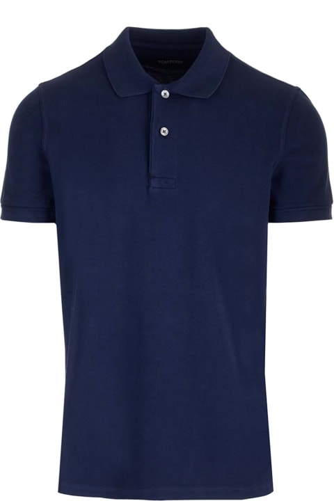 Tom Ford Clothing for Men Tom Ford Navy Blue Cotton Polo Shirt