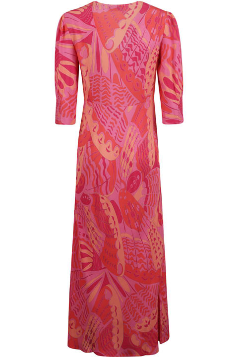 RIXO Clothing for Women RIXO Butterfly Print V-neck Long Dress