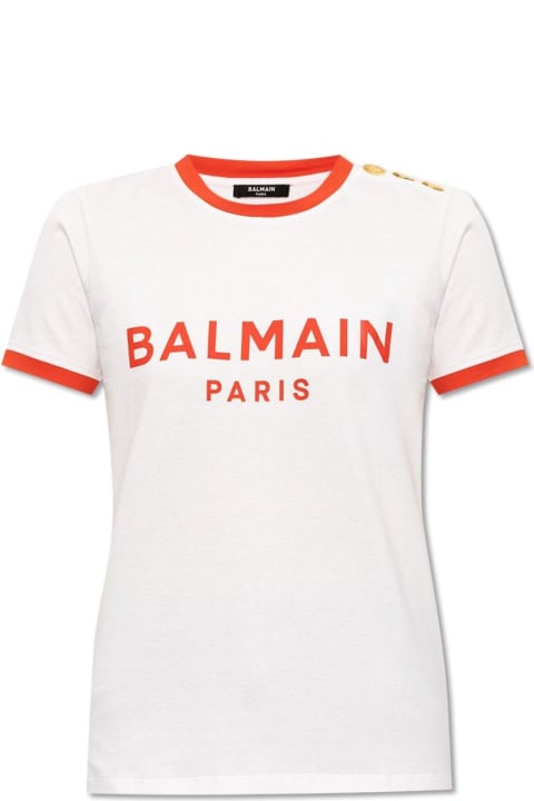 Topwear for Women Balmain Logo Printed Crewneck T-shirt