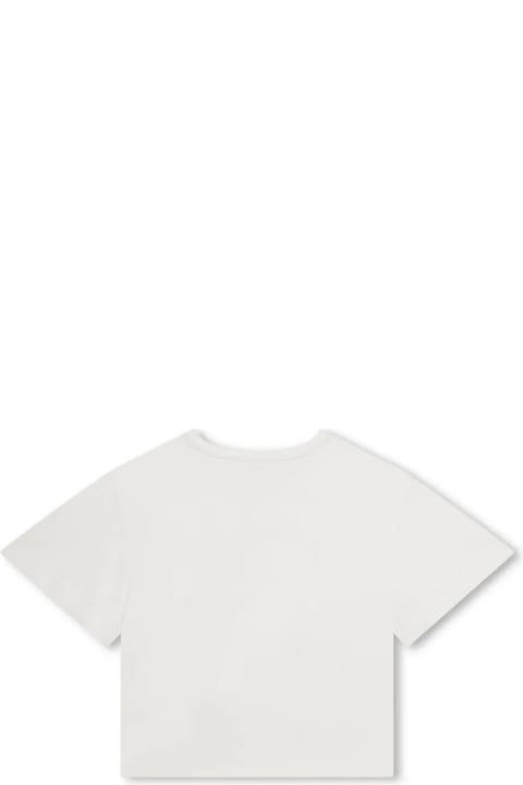 Chloé Kids Chloé White T-shirt With Cut-out Embroidery Logo