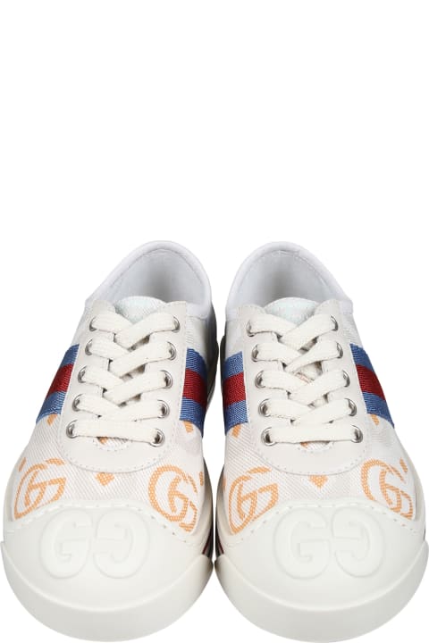 Gucci Shoes for Women Gucci Ivory Sneakers For Kids With Double G