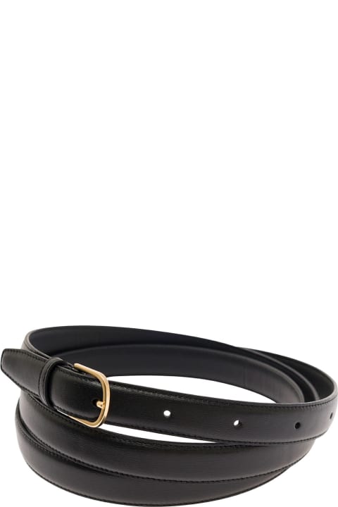 Totême Accessories for Women Totême Black Wrap Belt With Gold Tone Buckle In Leather Woman