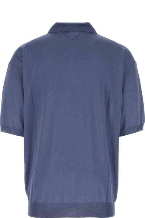 Sale for Men Prada Air Force Blue Silk Polo Shirt