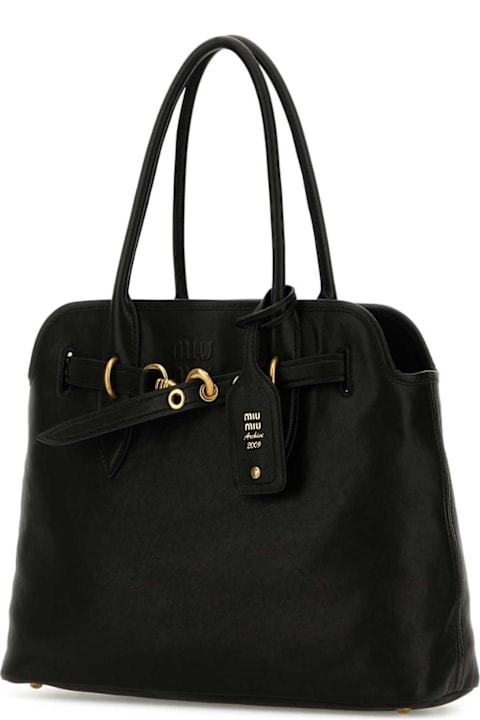 Miu Miu for Women Miu Miu Black Nappa Leather Aventure Shopping Bag