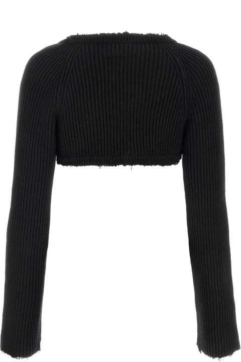 Fashion for Women MM6 Maison Margiela Black Cotton Blend Wrap-over Cardigan