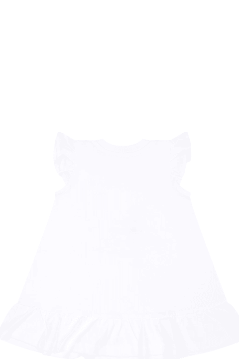 Fashion for Baby Girls Moschino White Dress For Baby Girl With Black Print