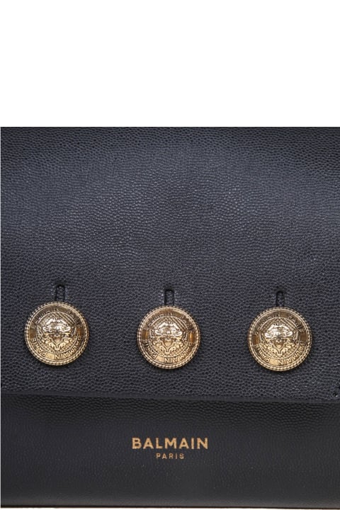 Balmain for Women Balmain Balmain Emblem Bag In Calfskin With Decorative Buttons