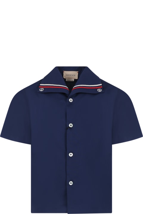 Gucci Shirts for Boys Gucci Blue Shirt For Boy With Double G
