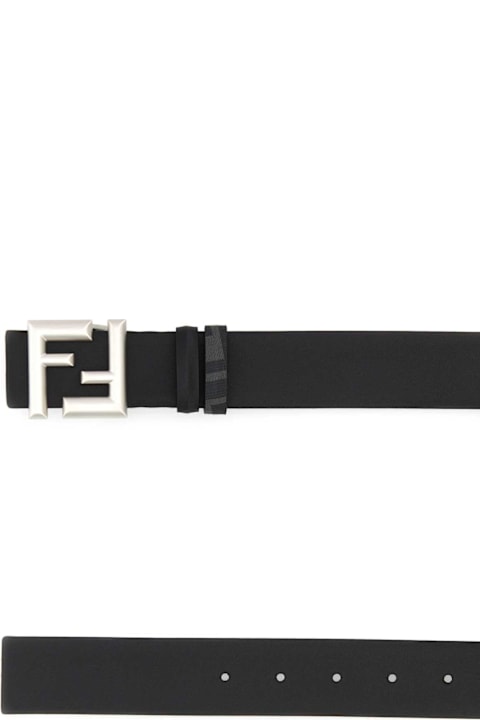 Fendi Belts for Men Fendi Black Leather Reversible Rounded Ff Belt