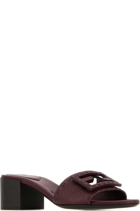 Fendi Grape Leather Baguette Mules