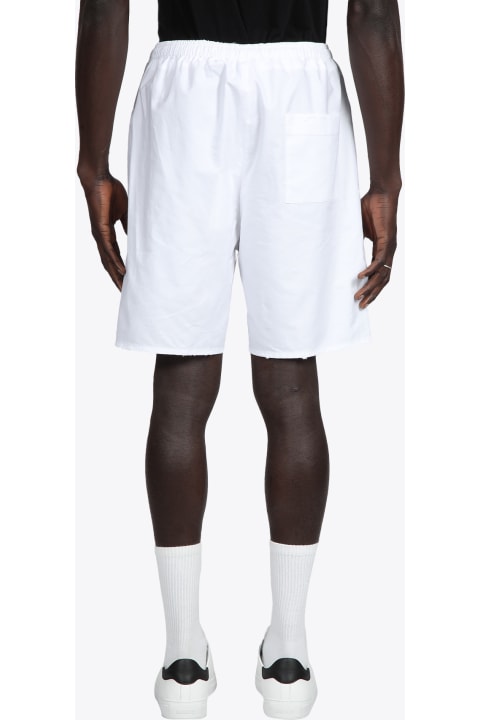 Short Oxford Sfrangiato White oxford cotton shorts with ripped hems