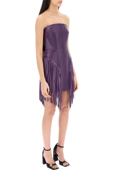 Clothing Sale for Women Versace Fringed Leather Minidress