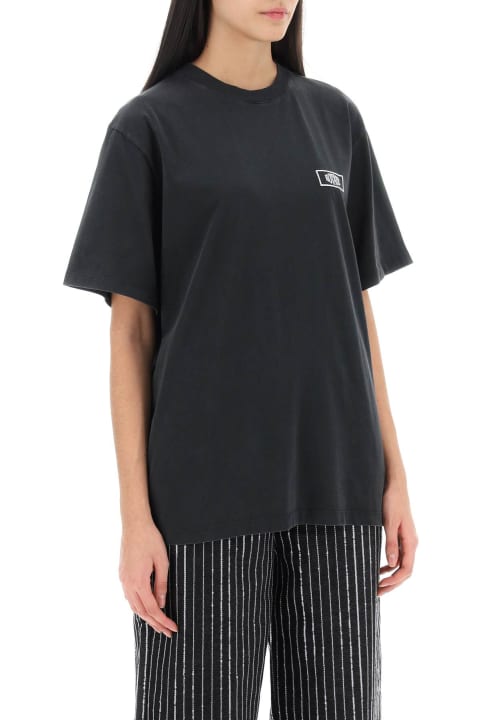 Fashion for Women Rotate by Birger Christensen Faded-effect T-shirt With Logo Embroidery