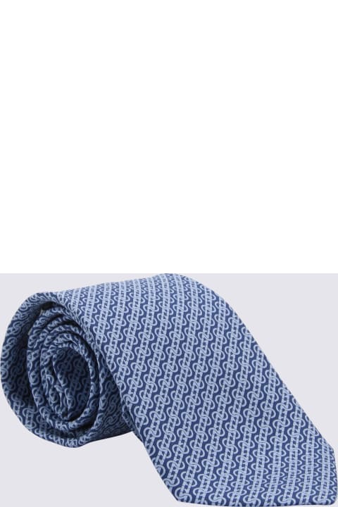 メンズ ネクタイ Ferragamo Blue Silk Tie