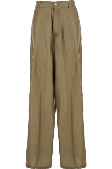Jucca Clothing for Women Jucca Green Silk Pants With Belt Loops And Logo Patch On The Rear In Silk Woman