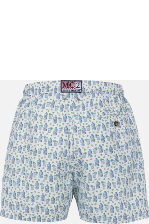 Homeware MC2 Saint Barth Man Lightweight Fabric Swim-shorts Lighting Micro Fantasy With Gin Tonic Print