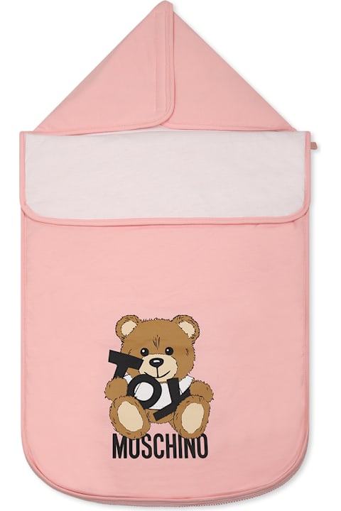 Accessories & Gifts for Baby Boys Moschino Pink Sleeping Bag For Baby Girl With Teddy Bear