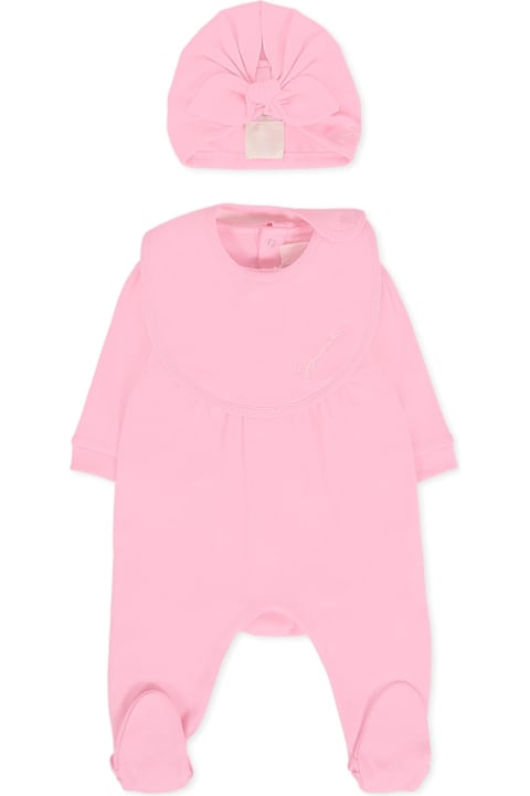 Homeware Givenchy Pink Babygrow Set For Baby Girl With Logo