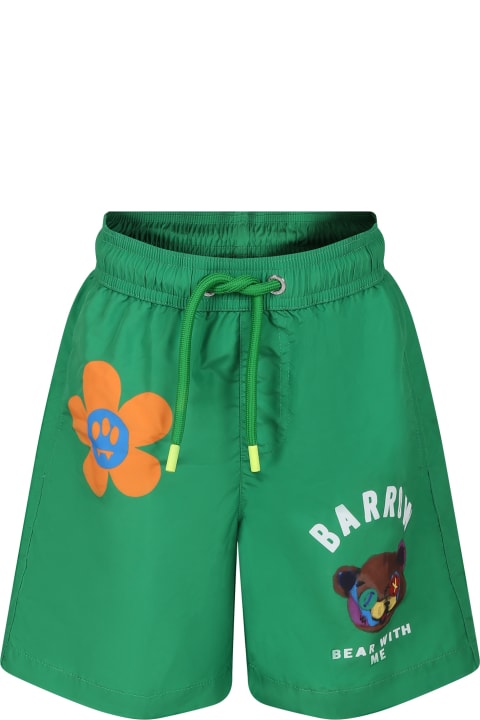 Swimwear for Boys Barrow Green Swim Shorts For Boy With Smiley And Logo