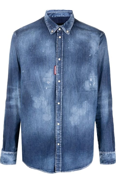 Homeware Dsquared2 Distressed Effect Denim Shirt