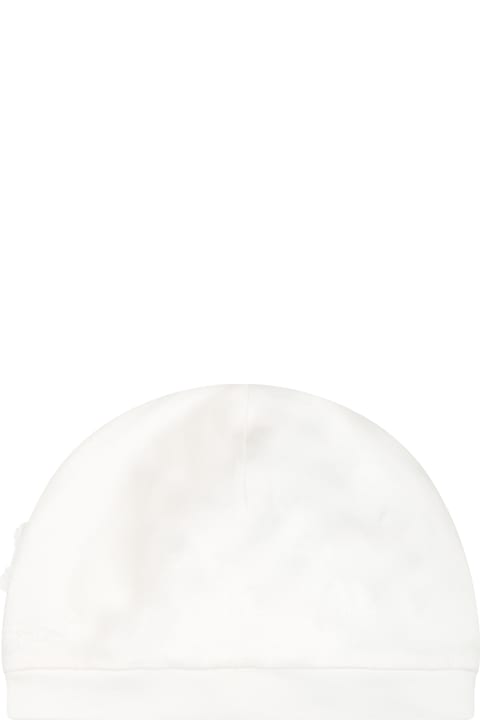 ベビーガールズ Monnalisaのアクセサリー＆ギフト Monnalisa White Hat For Baby Girl With Logo