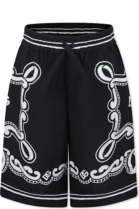 Dolce & Gabbana Bottoms for Boys Dolce & Gabbana Black Shorts For Boy With Logo